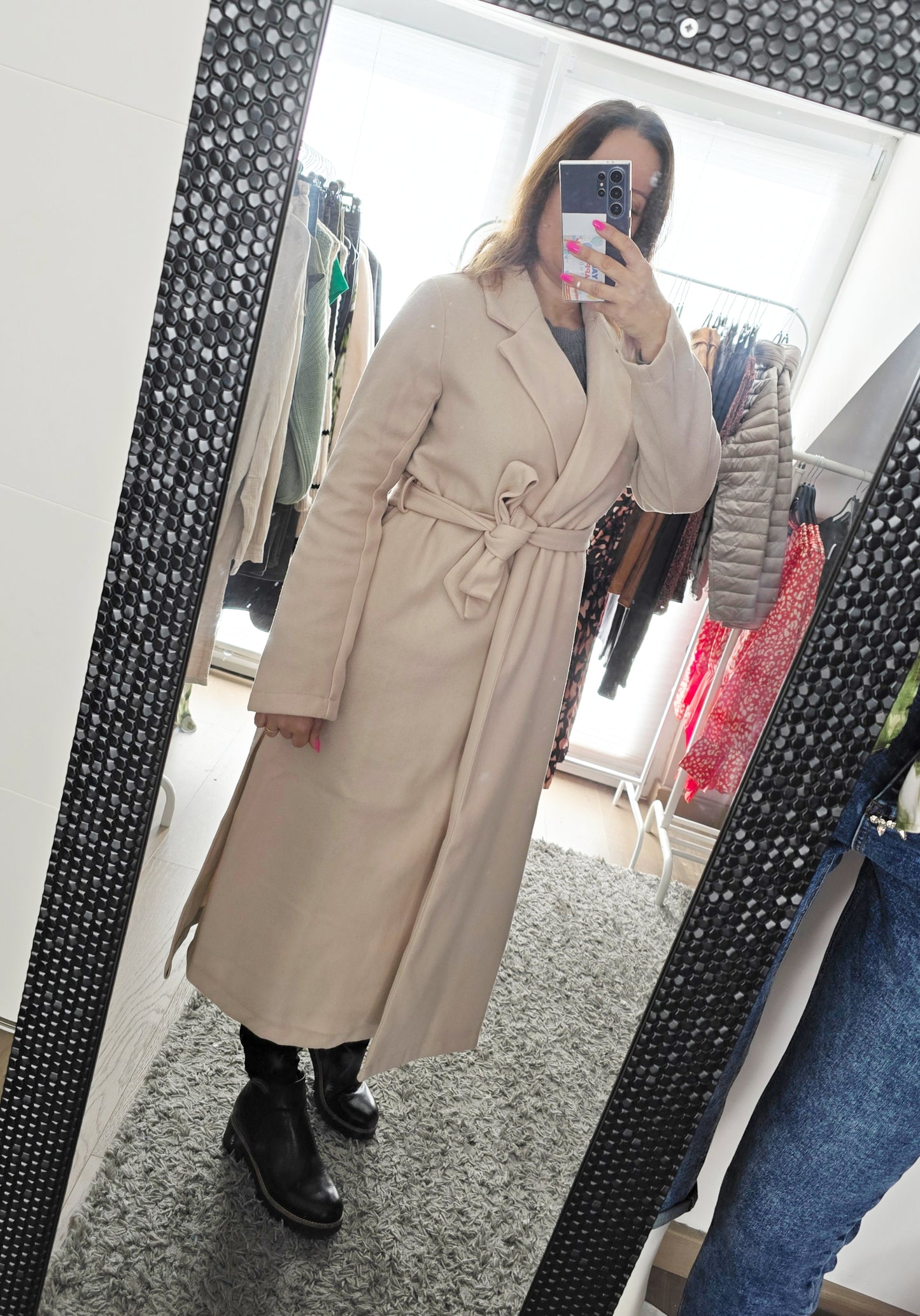 Veste longue beige