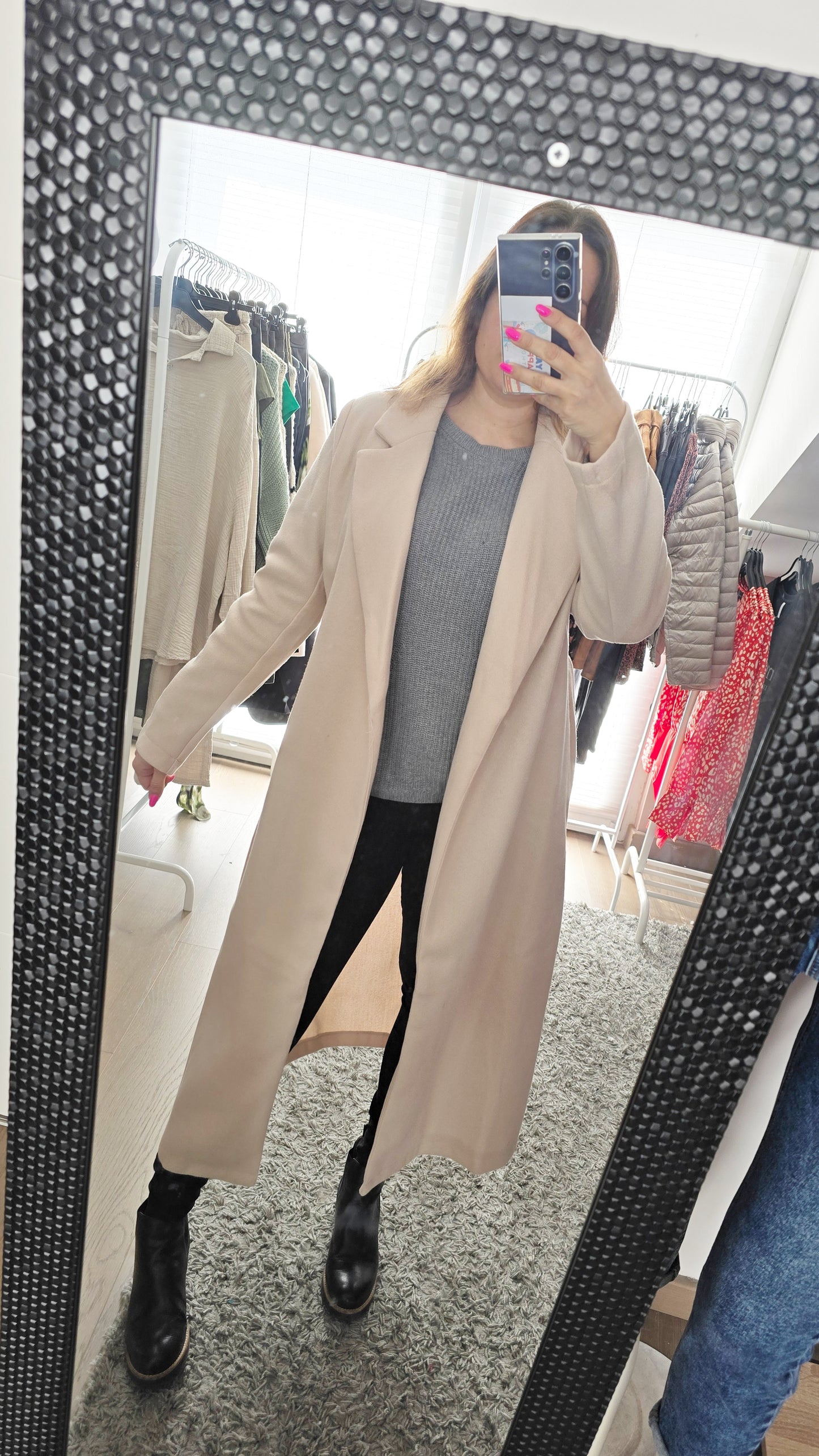 Veste longue beige