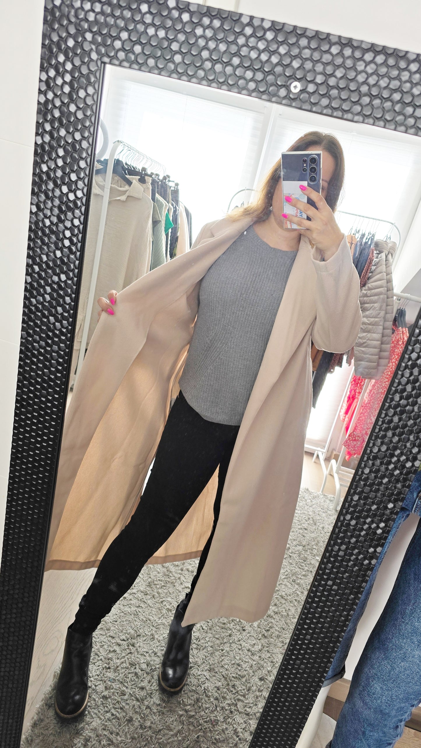 Veste longue beige