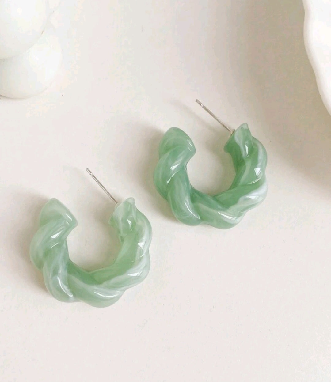 Boucles d'oreille pierre vert eau